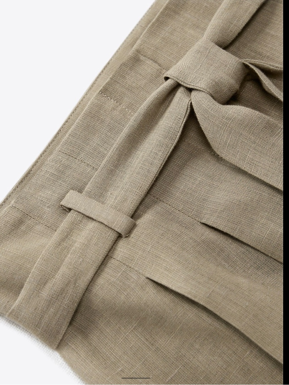 Zara Taupe Tie-Waist Linen Bermuda Shorts - Picture 8 of 9